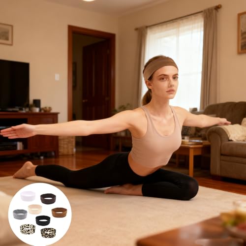 8 diademas para mujer, juego de deportes, bandas para el pelo, unisex, para deporte, yoga, entrenamiento, correr, fitness, antideslizantes, con estampado de leopardo - imagen 7