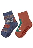 Sterntaler Baby Jungen Fliesen Socken Baby Fli Fli AIR Doppelpack Dschungel - Fliesen Rutsch Socken Baby - aus Baumwolle - blau, 20