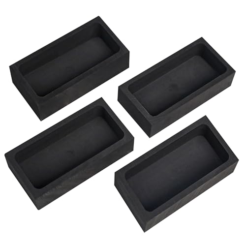 Nelyrho 4 Pieces 1kg Graphite Ingot Molds for Casting Gold Silver Aluminum Copper Brass Metal Melting Refining Tools (4.01 x 2.01 x 1.01 Inch)