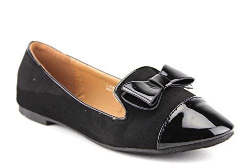J'aime Aldo Women's Lory-2 Patent Leather Pointy Toe Slip On Smoking Flats Shoes