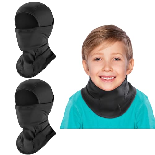DAFIFO - DAFIFO Kids Balaclava Ski Mask, Winter Full Face Balaclava Windproof Neck Warmer for Boys Girls School Riding Sports (Black+Black)