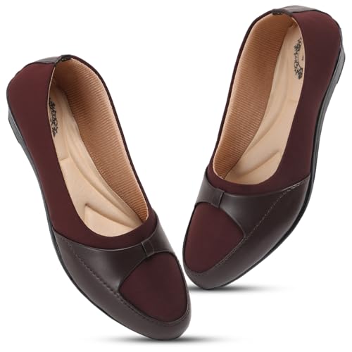 Image of Duosoft Women's Comfort Slip-On Loafers, Black Leather, Low Wedge Heel Bellies Dw-204-Brown