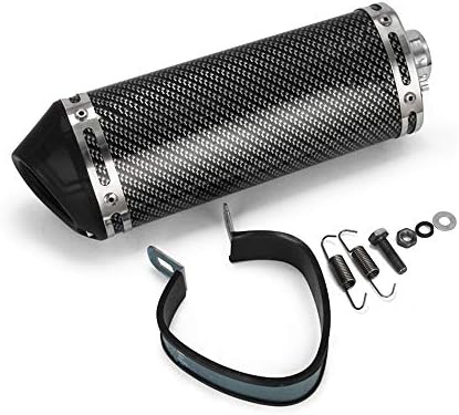Universal 1.5" Inlet Exhaust Muffler With Removable DB Killer Slip On Dirt Street Bike Motorcycle Scooter - Carbon Fiber Color