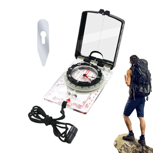 Compass Impermeable - 11.5 Cm De Espejo Luminiscente Compass | Herramienta De Navegación Ligera: Abdominales Impermeables Y Brillantes para Senderismo, Campamento, Trekking, Caza Y Supervivenci