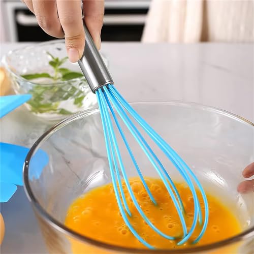 Image of Oren Empower Set of 5 Pcs Silicone Spatula & Kitchen Utensil with Hook Design for Cooking, Baking & Mixing /Non-Stick BPA Free /Heat Resistant Item, Flexible Non Toxic Silicon Tools - Blue