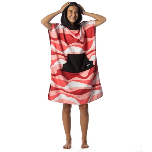 Image of Flow Changing Poncho for Kids - Microfiber Hooded Swim Towel Poncho for Boys & Girls, Perfect for Beach, Pool, or Swim - Quick Dry, Absorbent, Light Weight, and Easy to Pack (Pinkwave, Small)