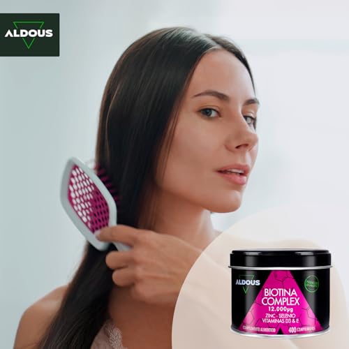 Biotina + Zinc + Selenio - 400 comprimidos 12.000 mcg (Suministro para 1+ año) - Vitaminas para el cabello - Biotina para el cabello, fortalece la piel y las uñas - Con Vitamina D3 y E - Sin aditivos