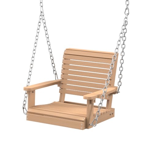 Image of Psilvam 4 FT Single Porch Swing, Heavy Duty Swing Chair Outdoor, Natural