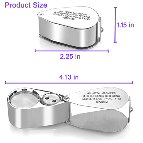 40X Full Metal Illuminated Jewelry Loop Magnifier , Teemoon Led Lighted Jewelers Eye Loupe Jewelry Magnifier For Gems Rocks Stamps Coins Watches #TOP3