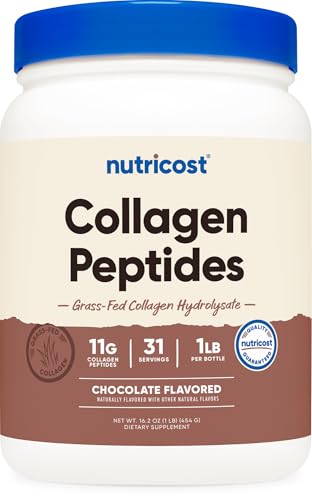Nutricost Collagen Peptides Powder 1LB (454 G) (Chocolate) - Grass Fed Bovine Collagen Hydrolysate