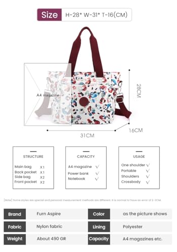 Image of FURN ASPIRE Premium Nylon Waterproof Handbags for Womens Shoulder Bags Crossbody Bag With Two-Tone Floral Design Ladies Messenger Bag For Daily Use, Work, or Travel.