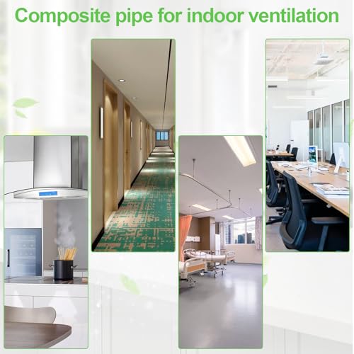 ZIGefofo Abluftschlauch Weiß 125mm Länge 3m Aluminium Aluflexschlauch Flexibel PVC Alurohr Schlauch mit 2 Schlauchschelle Edelstahl für Klimaanlagen Wäschetrockner Abzugshaube Mobile Klimaanlage