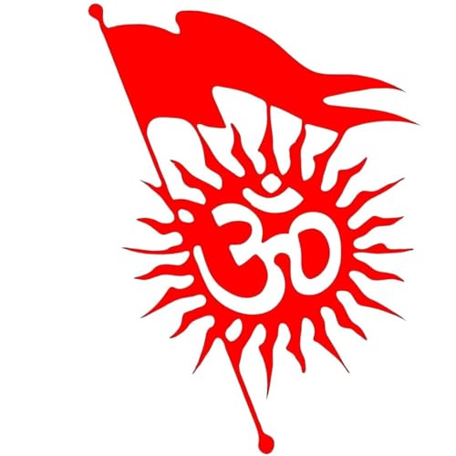 Image of KREEPO Pack of 2 Om & Flag Religious Self-Adhesive Vinyl Car Decal Sticker for Exterior Use| Dashboard| Windshield (Red)