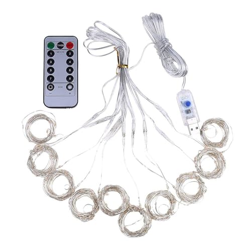 Rideau lumineux LED 3x3m blanc froid étanche IP55 avec télécommande USB pour fenêtre Noël