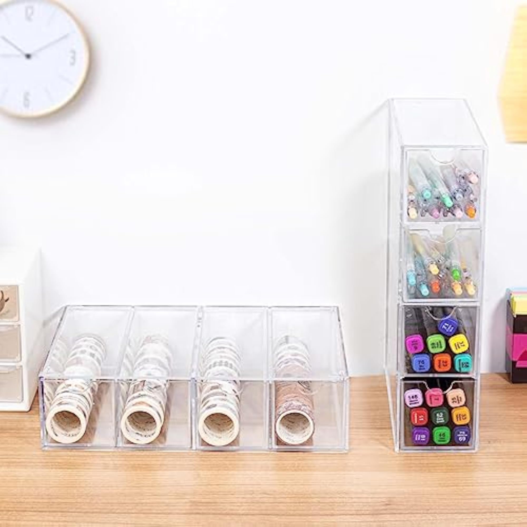 Washi Tape Organizer Stackable Clear Office Organizer Drawer