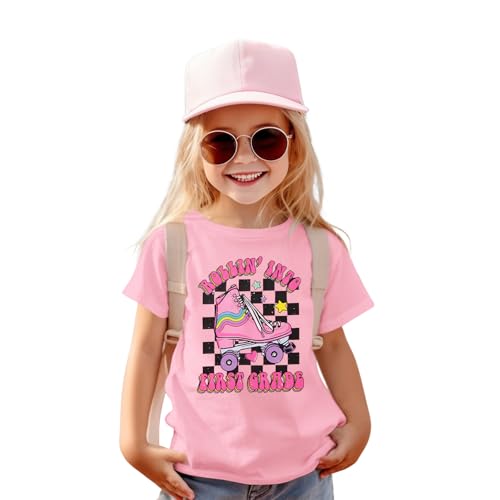 Image of First Day of School Outfit for Girl Rollin Into First Second Third Grade Shirt 1st 2nd 3rd Back to School T-Shirt Top