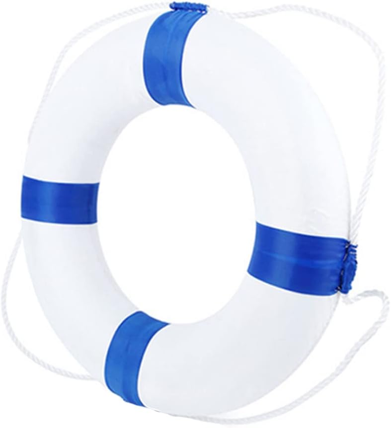 Life Preserver Ring, 52cm/20inch Solid Foam Life Buoy with Perimeter Rope Surround, Safety Life Preserver Device, Swim Foam Ring for Adults Big Kids