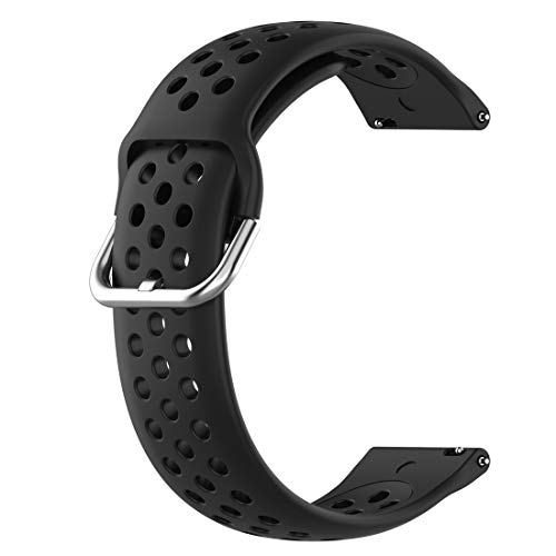 AWADUO 20mm Replacement Silicone Wrist Watch Strap Band For Samsung Galaxy Watch 3 41mm/ Active 3/2/1(Silicone Black)