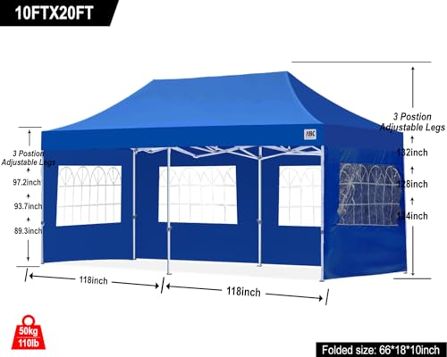 Image of ABCCANOPY Pop up Canopy Tent with Elegant Church Window 10X20,Royal Blue