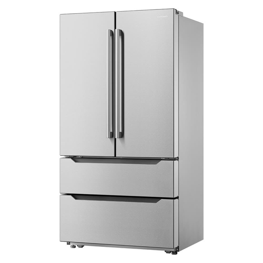 Pemberly Row French 4-Door Refrigerator, 22.5 Cu. Ft. Capacity, Counter Depth, Stainless Steel Finish, Fingerprint Resistant, LED Lighting, Automated Ice Maker, Adjustable Shelves, Soft-Close Doors on Fridge.com - View 5