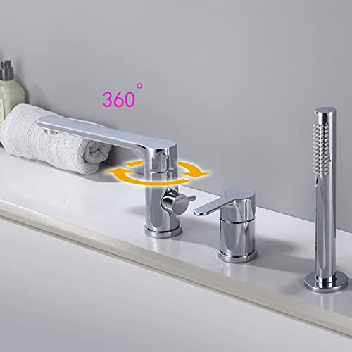 Mélangeur de douche chrome durable contre le calcaire, robinets à manche 3 trous - 2