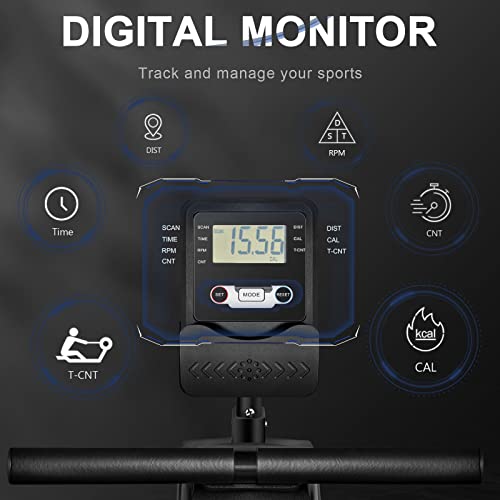 Neezee Foldable Rowing Machine for Home Gym - LCD Monitor, 16 Level Magnetic Resistance, Full-Body Workout, Upgrade Flywheel, Space Saving - Image 5