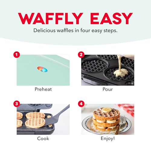 DASH Multi Mini Waffle Maker - Four 4” Waffle Molds, Nonstick Waffle Iron with Quick Heat-Up, Nonstick Surface - Perfect Mini Waffle Maker for Kids and Families, Just Add Batter by DASH - Image 4