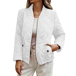 RLEHJN Steppjacke Damen Leicht Ohne Kapuze Bomberjacke Reißverschluss Übergangsjacke Lightweight Steppmantel Warm Pilotenjacke Herbst Winter Jacke Langarm Daunenjacke für Outdoor Wandern Reisen
