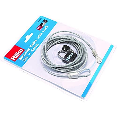 Hilka Security Cable with Lock - 3m, 4mm, Silver