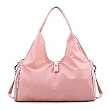 Bolsa de Viaje Mujer Bolsa Deporte, Impermeable Bolsa de Gimnasio Grande Bolsa Viaje Mujer Bolsa de Fin de con Bolsillo húmedo y para el Hombro (Rosa)