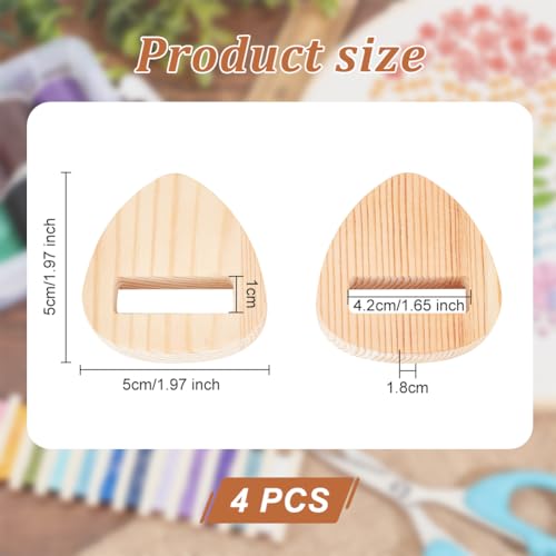 Image of OLYCRAFT 4Pcs Embroidery Hoop Display Stand 2x2x0.7 inch Triangle Wood Embroidery Hoop Easels Embroidery Hoops Wooden Base Embroider Hoops Holder Accessories for Embroider Cross Stitch Stand Decor