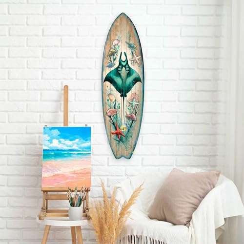 Premium Tropical Surfboard Wall Art – Coastal Decor for Beach Homes, Living Rooms, Bedrooms & Patios (Manta Ray, 60" x 17") - Image 4