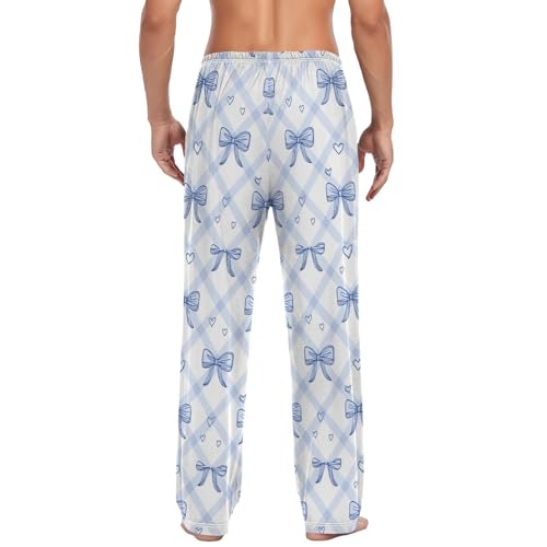 Men’s Cute Bows Pajama Pants with Pockets, Comfortable Lounge Sleep Bottoms#4972