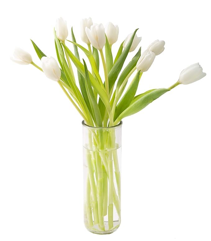 Image of KaBloom-10 White Tulip Bouquet,Flowers for Valentine, Mother's Day