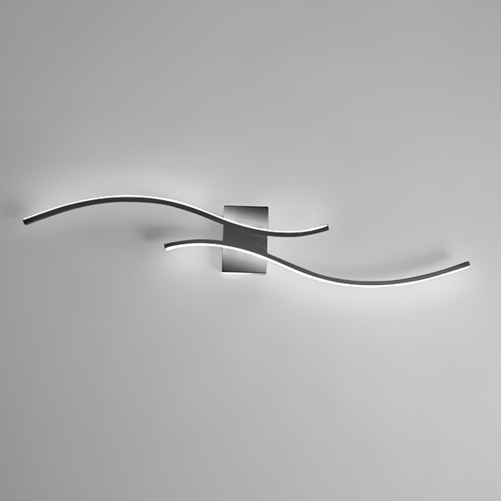 FZQSXAZU Modern Minimalist Linear Wall Sconce, Black Lamp with Metal Strip & Sile e, LED Nightstand Lighting, Lights for Home Decor