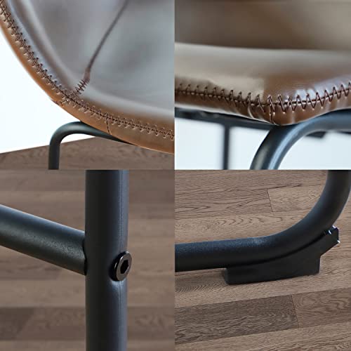 Rfiver Pu Faux Leather Counter Chairs Set Of 4, Counter Stool With Back And Footrest, Modern Armless Counter Height Stool Chairs, Brown #TOP1