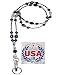 SUPER SLIM Black Fashion Women's Beaded Lanyard with break away magnetic clasp 34 inches