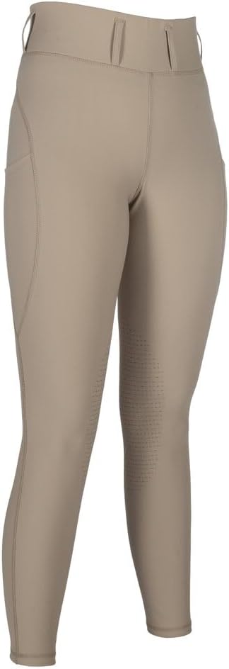 HKM Jil High Waist- SIL. Knee Patch Ladies Riding Leggings-Beige-24