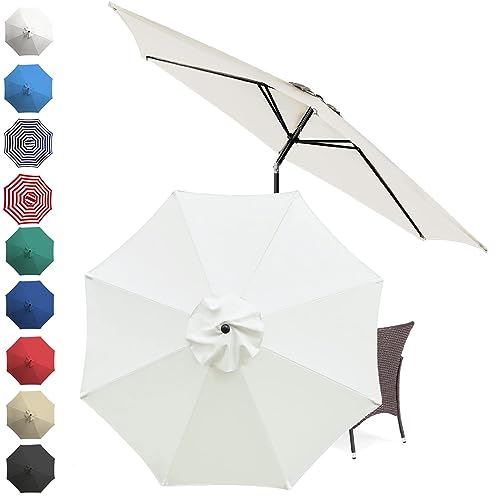 KAnduo 6.6ft/9ft/10ft Umbrella Replacement Canopy Cover, 6 Ribs/8 Ribs Canopy Top Cover Umbrella Replacement Cloth, Quick Shade Canopy Replacement Parts(Color:White,Size:9FT 8-Ribs)