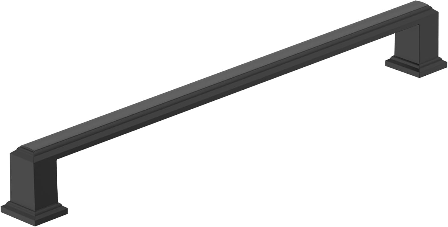 Amerock Appoint 8-13/16 inch (224mm) Center-to-Center Matte Black Cabinet Pull, BP37363FB