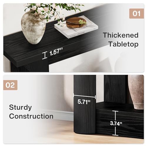 Image of Tribesigns 63-Inch Farmhouse Console Table, Narrow Long Sofa Table Behind The Couch, 2-Tier Storage Entryway Furniture for Hallway, Entrance, Living Room, Black