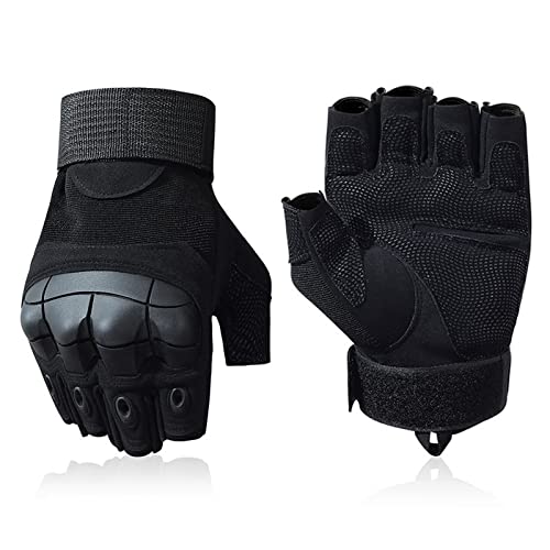 SUJAYU Men's Cycling Gloves, Outdoor Fingerless Gloves for Hiking, Biking, Driving (Black, Medium)