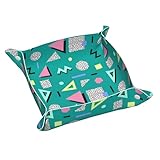 LJHFDCR Retro vintage 80s 90s fashion Leather Valet Tray Nightstand Organizer Vanity Catchall Holder for Jewelry Key Watches and Candy