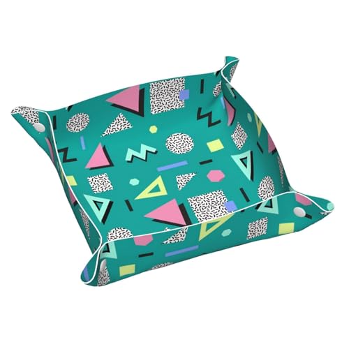 LJHFDCR Retro vintage 80s 90s fashion Leather Valet Tray Nightstand Organizer Vanity Catchall Holder for Jewelry Key Watches and Candy