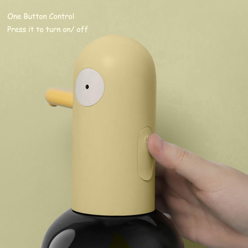 Dispensador automático de jabón para niños, dispensador de jabón de manos espumoso sin contacto, impermeable, recargable por USB, dispensador de champú/jabón manos libres para baño, encimera de