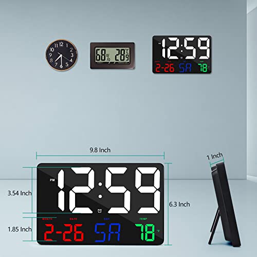 U-picks Digital Wall Clock, 11.5" Large Display With Wireless Remote Control, Oversize Alarm With Date Temp - Image 3