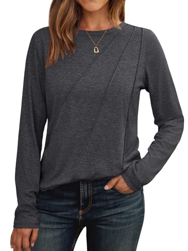 Image of AUTOMET Women's Long Sleeve Tops Loose Fit Shirts Casual Crewneck Tunics