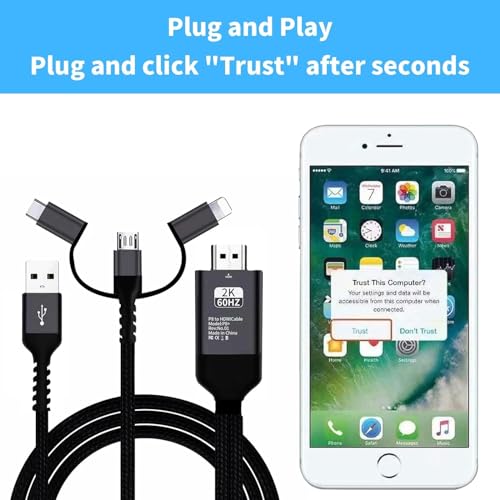 AMANKA Lighting to HDMI Cable HDMI Adapter for TV Phone to TV Adapter 1080P Digital AV Adapter 3 in 1 Sync Screen Connector Cable Compatible for Lighting USB C Micro USB to HDTV Projector Monitor