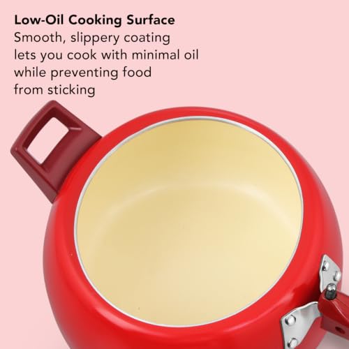 Image of Hawkins 5 Litre Ceramic Coated Cerenity Pressure Cooker | Induction & Gas | for Cooking Rice, Dal & Curries | 5 Year Guarantee, ISI Certified | Tomato Red (ICR50)
