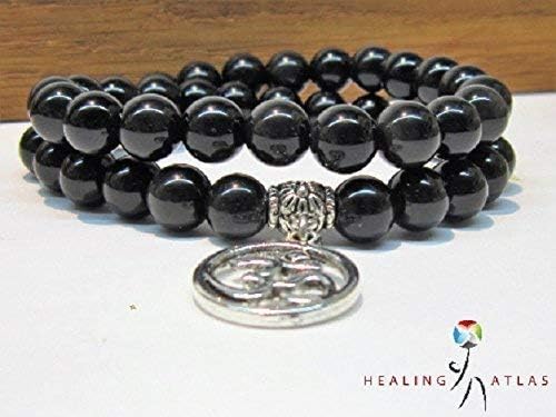 Agesta Black Obsidian Double Wrap Bracelet 8mm Gemstone Bracelet - Grounding & Strength - Choose Your Own Charm - 45 Bead